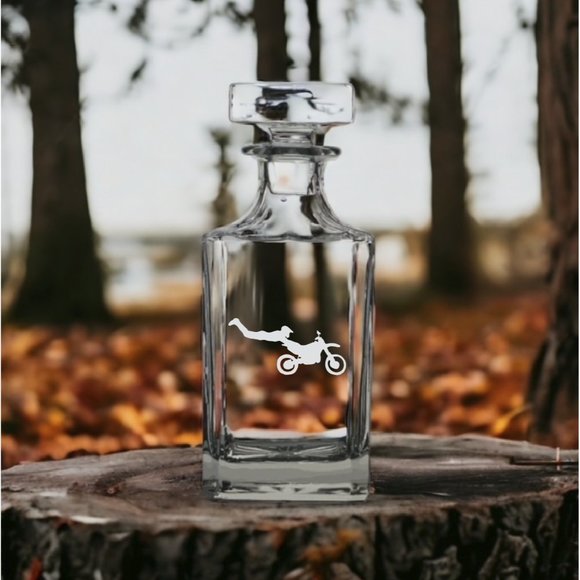 Personalized Superman Decanter Set - Liquor Decanter Set  Superman Decanter 26 Oz Bourbon Whisky Glass Dirt Bike Customize Premium NEW
